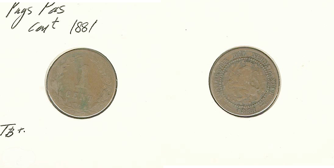 Netherlands 1 cent 1881 gF